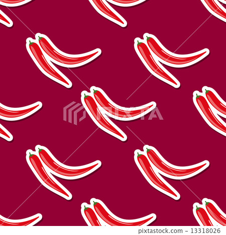 hot pepper pattern. Seamless texture with ripe red peppers 13318026