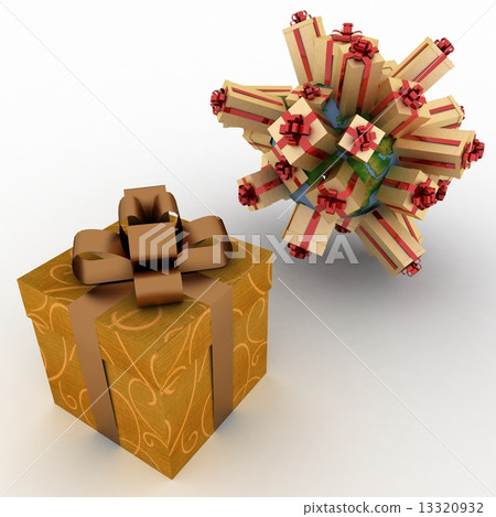gift boxes located on a globe and big box for gifts gift boxes located on a globe and big box for gifts 13320932