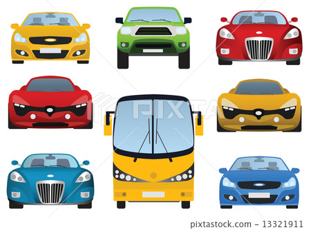 Cars collection (front view) - Stock Illustration [13321911] - PIXTA