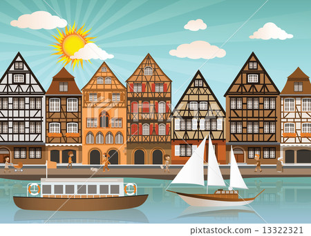 Old town and river Old town and river 13322321