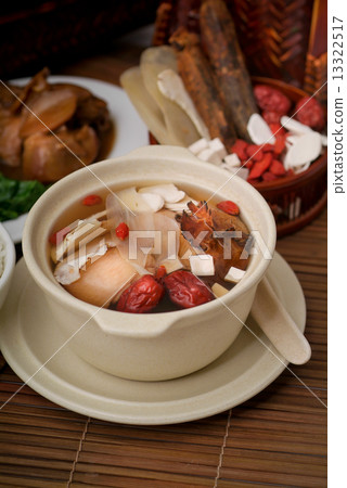 Chicken and herb soup, Chinese food style. Chicken and herb soup, Chinese food style. 13322517