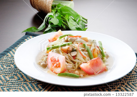 Green papaya salad thai cuisine spicy delicious Green papaya salad thai cuisine spicy delicious 13322587