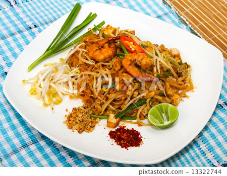 asia food. fried rice noodles with Seafood 13322744