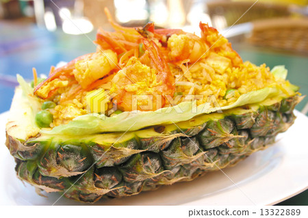 pineapple fried rice with Seafoods 13322889