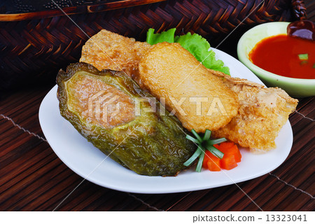 Yong Tau Fu. delicious Asian cuisine of fish paste stuffed Yong Tau Fu. delicious Asian cuisine of fish paste stuffed 13323041