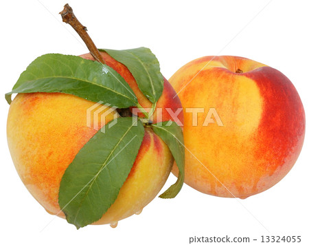 Full peaches with leaf close up 13324055