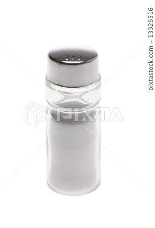 Glass saltcellar with salt isolated on white background 13326516