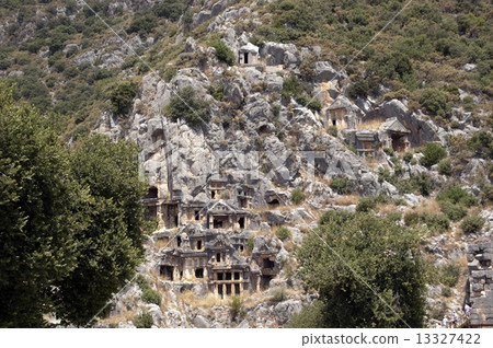 Rock-cut tombs in Myra, Demre, Turkey, Scene 13327422