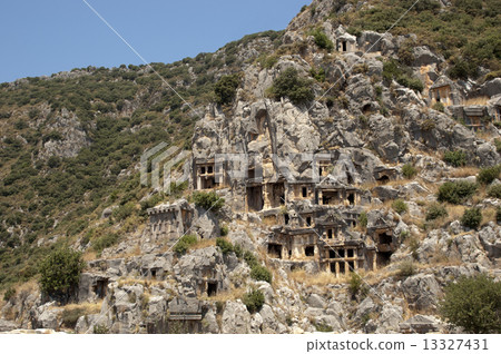 Rock-cut tombs in Myra, Demre, Turkey, Scene 13327431