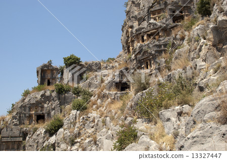 Rock-cut tombs in Myra, Demre, Turkey, Scene 13327447