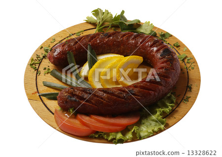 Grilled sausages and lemon 13328622
