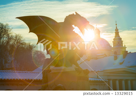 Dragon bridge, Ljubljana, Slovenia, Europe. Dragon bridge, Ljubljana, Slovenia, Europe. 13329015