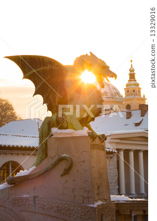 Dragon bridge, Ljubljana, Slovenia, Europe. Dragon bridge, Ljubljana, Slovenia, Europe. 13329016