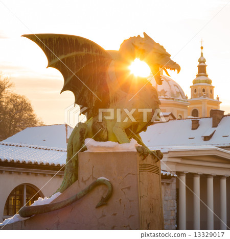 Dragon bridge, Ljubljana, Slovenia, Europe. Dragon bridge, Ljubljana, Slovenia, Europe. 13329017