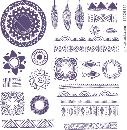 Tribal, Bohemian Mandala background with round ornaments, patterns and elements 13329553