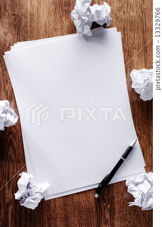 Blank sheets of paper with crumpled remnants Blank sheets of paper with crumpled remnants 13329766