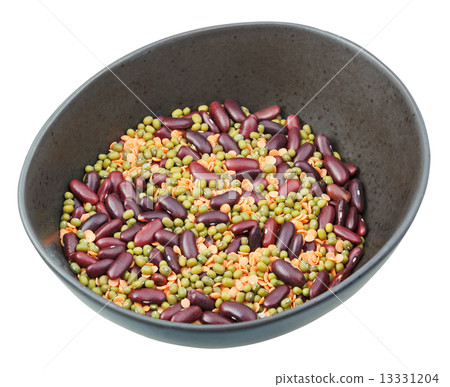 beans blend in ceramic bowl isolated on white 13331204