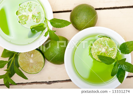 mint infusion tea tisane with lime 13331274