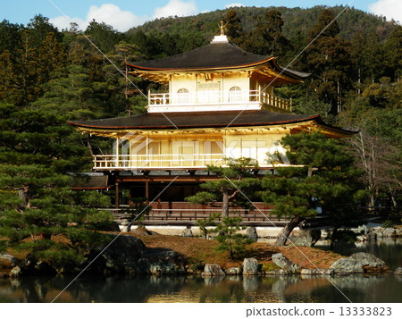 Kinkakuji (inverted Kinkaku reflected in Mirako pond) 13333823