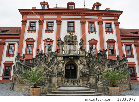 Facade with beautiful sculpture of Troja castle in Prague 13333978