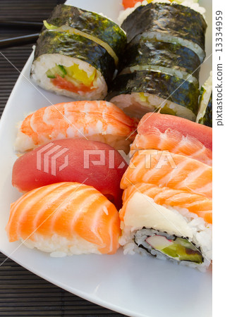 dinner with sushi dish dinner with sushi dish 13334959