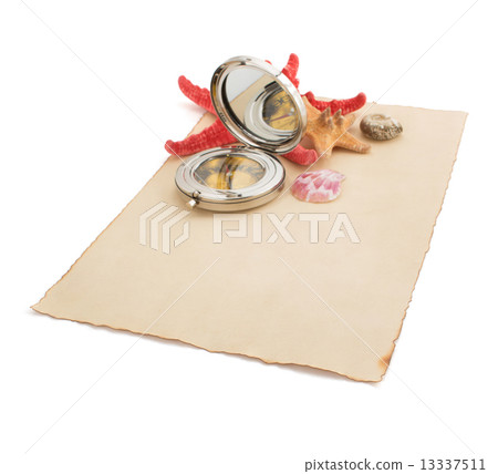 aged paper and sea concept on white aged paper and sea concept on white 13337511