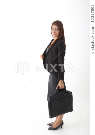 Woman standing with bag case  13337802