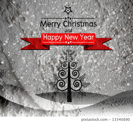 Merry Christmas And Happy New Year card on Cement wall Backgroun Merry Christmas And Happy New Year card on Cement wall Backgroun 13340890