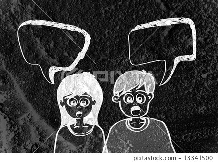 People thinking people talking and Speech Bubble on Cement wall People thinking people talking and Speech Bubble on Cement wall 13341500