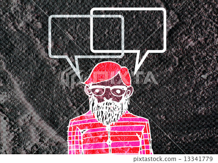 People thinking people talking and Speech Bubble on Cement wall 13341779