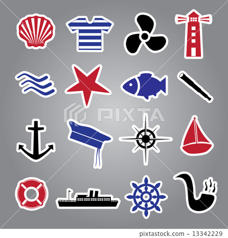 nautical icon stickers collection eps10 13342229