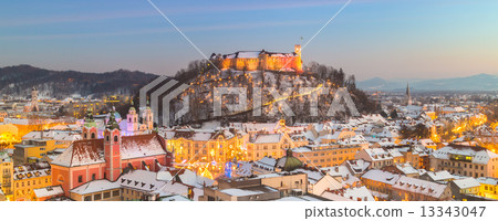 Panorama of Ljubljana in winter. Slovenia, Europe. Panorama of Ljubljana in winter. Slovenia, Europe. 13343047