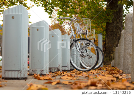Station of urban bicycles for rent 13343256