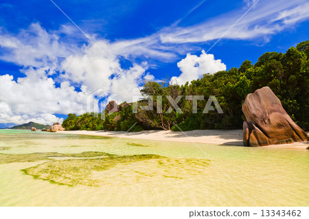Beach Source d'Argent at Seychelles 13343462