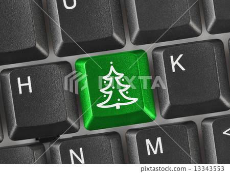 Computer keyboard with Christmas tree key 13343553
