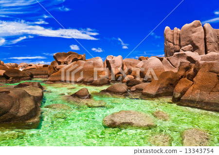 Tropical beach at Seychelles 13343754