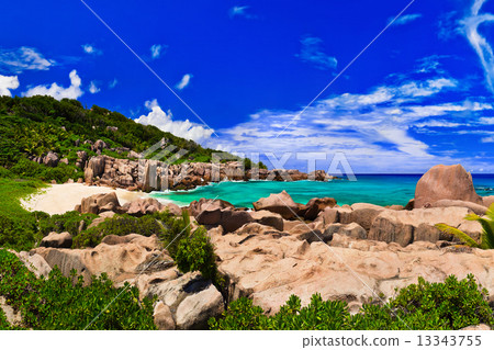 Tropical beach at Seychelles 13343755