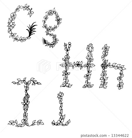 Alphabet in style of a sketch (the letters G, H, I) Alphabet in style of a sketch (the letters G, H, I) 13344622