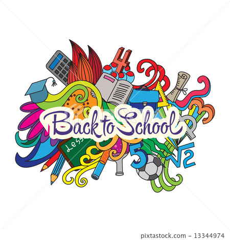 Vector decorative doodles design card Back to school Vector decorative doodles design card Back to school 13344974