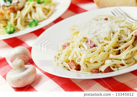 Pasta carbonara on the wooden table Pasta carbonara on the wooden table 13345012