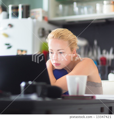 Female freelancer working from home. 13347421