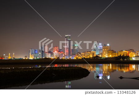 Night modern city skyline, Manama, Bahrain Night modern city skyline, Manama, Bahrain 13348126