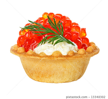 Tartlet with red caviar isolated on white background 13348302
