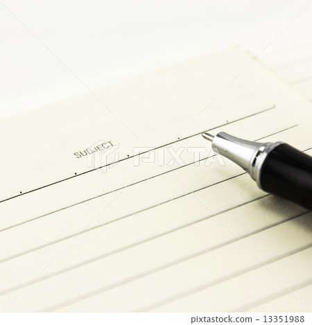 Paper and pen on white background. Paper and pen on white background. 13351988