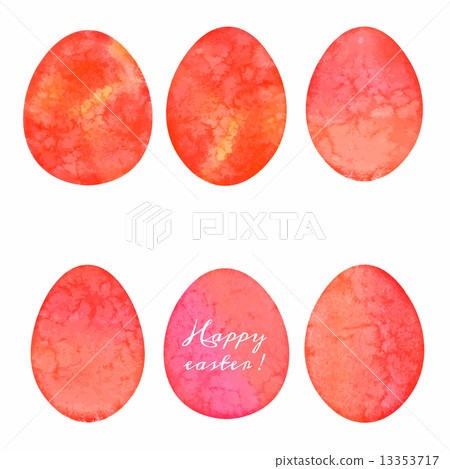 Set of watercolor eggs. Easter design elements. 13353717