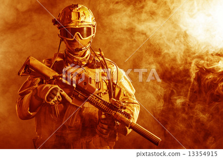 Special forces soldier in the fire Special forces soldier in the fire 13354915