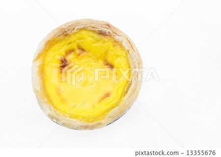 Baked Egg tart on white background 13355676
