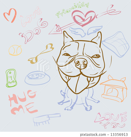 Doodle drawing of dog and accessory 13356913