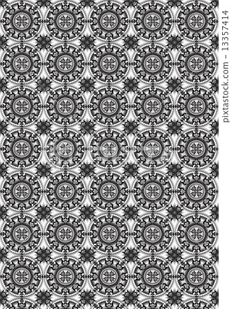 Background with circles of beads coated black and white curved forms 13357414