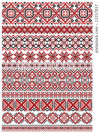 Geometric ornament and ethnic embroidery 13357917